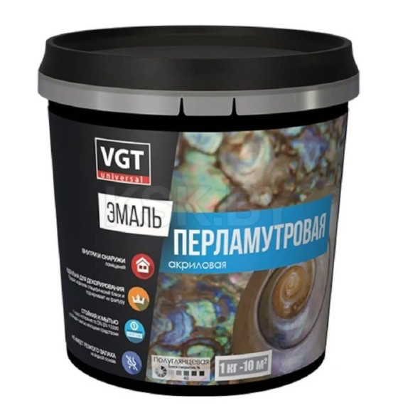 Эмаль VGT ВД-АК-1179 универсальная перламутровая "Графит", 1 кг