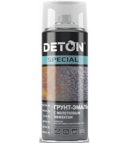 Грунт-эмаль аэрозоль DETON SPECIAL молотковая, серебристо-черная, 520 мл