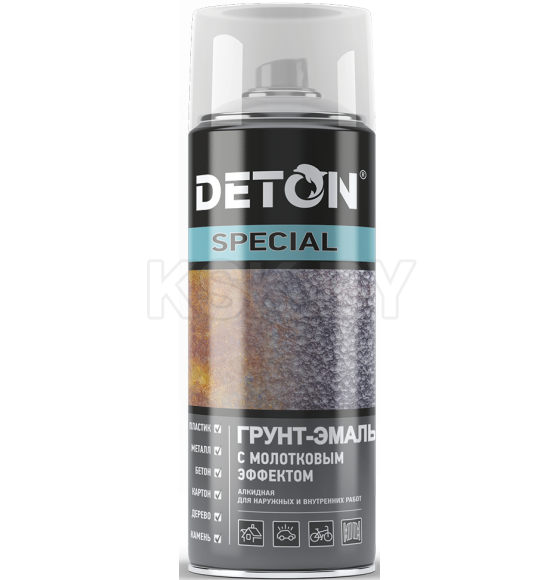 Грунт-эмаль аэрозоль DETON SPECIAL молотковая, серебристо-черная, 520 мл