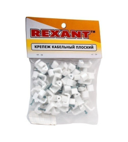 Крепеж кабеля плоский 12х6 мм белый (упак. 50 шт) REXANT 07-4212