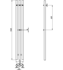 Полотенцесушитель Granula АДВ электрический Квадро Вертикаль 15х150 (терморегулятор с таймером) белый