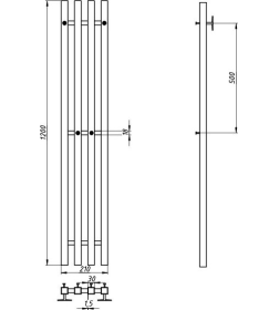 Полотенцесушитель Granula АДВ электрический Квадро Вертикаль 21х120 (терморегулятор с таймером) белый