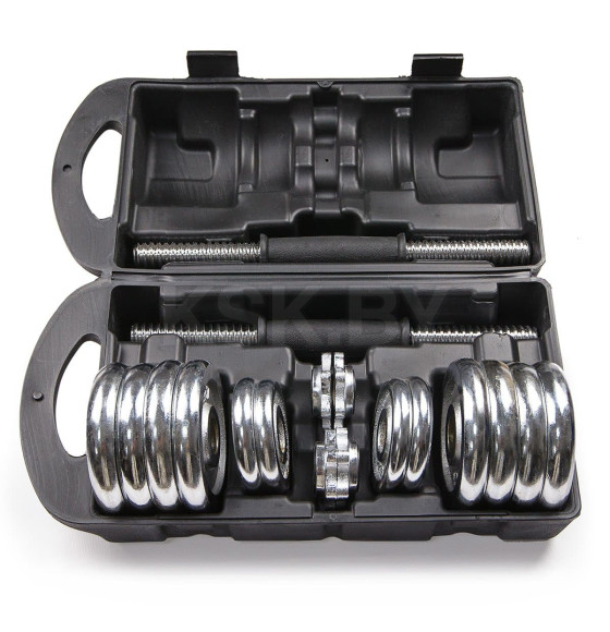 Набор хромированных гантелей в чемодане с соединительным грифом 15 кг ATLAS SPORT