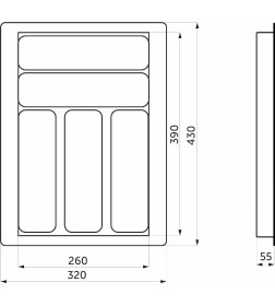 Лоток для столовых приборов 400 BASIC 320х430мм, белый