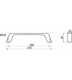 Ручка мебельная TECHNO-160, инокс, AKS
