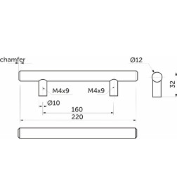 Ручка мебельная релинговая 160/220, сатин
