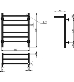 Полотенцесушитель Granula электрический Квадро Сплит 50х60 (2+3) с полкой терморегулятор с таймером белый