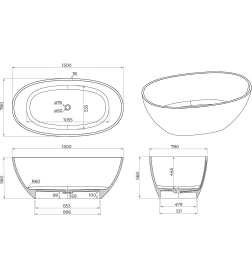 Ванна из искусственного камня IVA 150x780x560 BS101150E