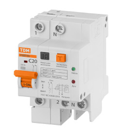 Устройство защиты от дугового пробоя (УЗДП) с автоматическим выключателем 1P+N 20А 6кА х-ка С TDM SQ0227-0003