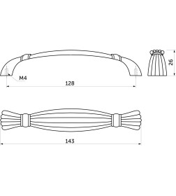 Ручка мебельная MAGIA-128, античное серебро, AKS