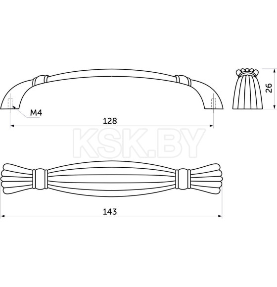 Ручка мебельная MAGIA-128, античное серебро, AKS (71322) 