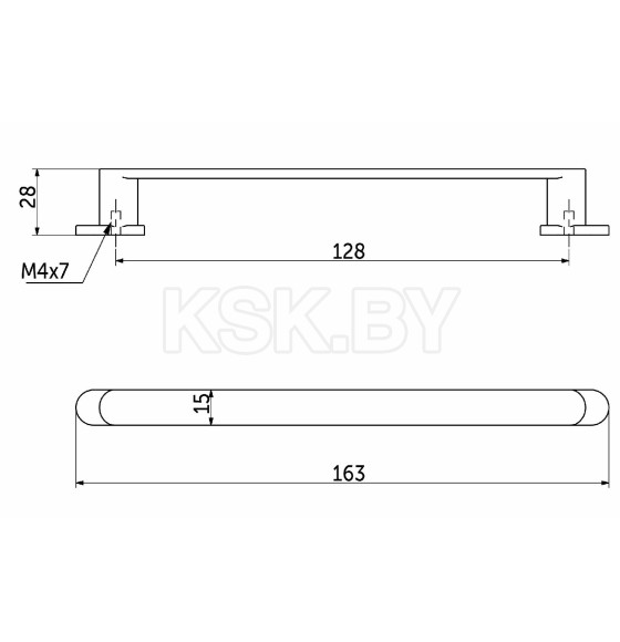 Ручка мебельная GRAND-128, шлифованный никель, AKS (56782) 