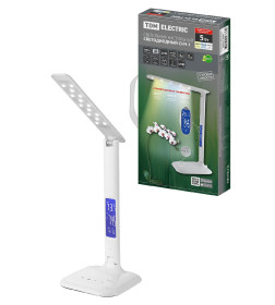 Светильник светодиодный-часы СНЧ-1, 5 Вт, календарь, термометр, 2800-5500 К, сенсор-диммер, USB, белый, TDM SQ0337-0098