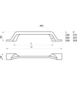 Ручка мебельная STELLATO-160, античное олово, AKS