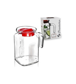 Кувшин 600 мл с/крышка (красная) стекло Фриго