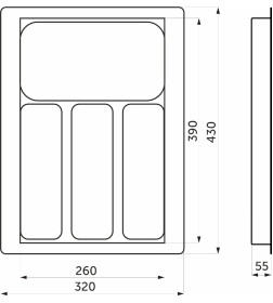 Лоток для столовых приборов 400 LINER 320х430мм,графит