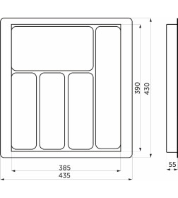 Лоток для столовых приборов 500 LINER 435х430мм,графит