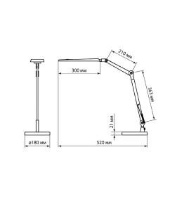 Светильник настольный светодиодный СН-50, 2 колена, диммер, 220 В, 9 Вт, 5000 К (серебристый-черный) TDM SQ0337-0162