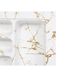 Лоток для столовых приборов 600 MARBLE 540х430мм,бело-золотой мрамор