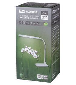 Светильник настольный светодиодный СН-28, 6 Вт, сенсор-диммер, 5000 К, 220 В (белый) TDM SQ0337-0094