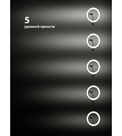 Лампа кольцевая светодиодная 30 см, 16 Вт, 2700-6400 К+RGB, штатив настольный, диммер, ПДУ, USB, TDM SQ0373-0303