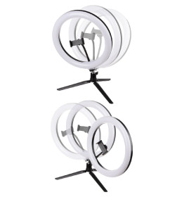 Лампа кольцевая светодиодная 30 см, 16 Вт, 2700-6400 К+RGB, штатив настольный, диммер, ПДУ, USB, TDM SQ0373-0303