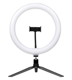 Лампа кольцевая светодиодная 30 см, 16 Вт, 2700-6400 К+RGB, штатив настольный, диммер, ПДУ, USB, TDM SQ0373-0303