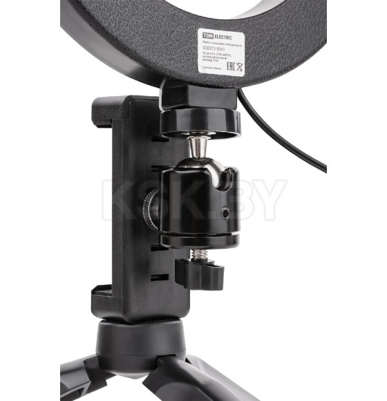 Лампа кольцевая светодиодная 16 см, 6 Вт, 2700-6400 К, штатив настольный, диммер, USB, TDM SQ0373-0301 (SQ0373-0301) 