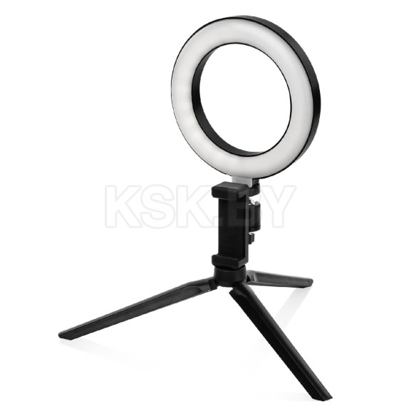 Лампа кольцевая светодиодная 16 см, 6 Вт, 2700-6400 К, штатив настольный, диммер, USB, TDM SQ0373-0301 (SQ0373-0301) 