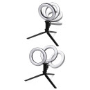 Лампа кольцевая светодиодная 16 см, 6 Вт, 2700-6400 К, штатив настольный, диммер, USB, TDM SQ0373-0301 (SQ0373-0301) 