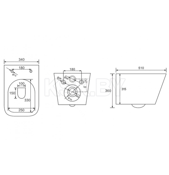 Унитаз подвесной BERGES FLOE S Rimless 51 см (082024) 