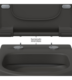 Сиденье для унитаза дюропласт, матовый антрацит, микролифт, быстросьем, металл BERGES Ego XL Slim SO 012020