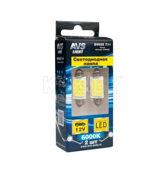 Автолампа светодиодная SV035 T11/белый/ (SV8.5/8)COB 12chip 39 mm, блистер (2 шт.) (A78445S) 