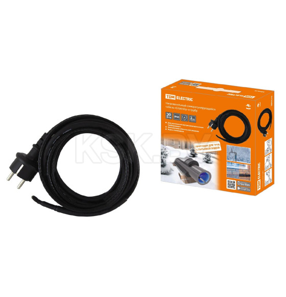 Кабель нагревательный саморегулирующийся "Стоплёд" НСК20-В с вилкой, в трубу (20м/200Вт) TDM SQ2510-0017 (SQ2510-0017) 
