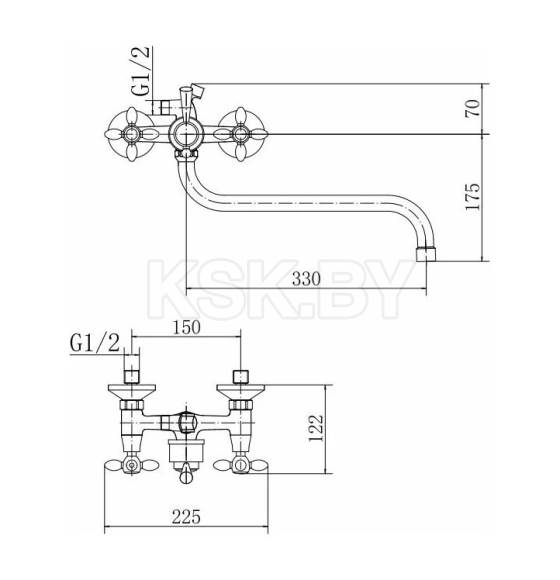 Смеситель для ванны и душа хром Fashun A2227 (A2227) 