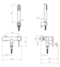 Смеситель для ванны и душа сатин SUS304 Fashun A53033