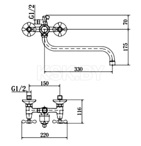 Смеситель для ванны и душа хром Fashun A2208-2  (A2208-2) 