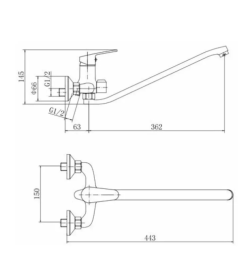 Смеситель для ванны и душа хром Fashun A2215