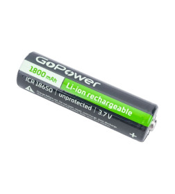 Аккумулятор Li-ion 18650 PC1 3.7V 1800mAh без защиты высокий контакт GoPower 00-00018351