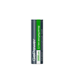 Аккумулятор Li-ion 18650 bulk 3.6V 3000mAh без защиты плоский контакт GoPower 00-00022994