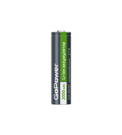 Аккумулятор Li-ion ICR18650 PC1 3.7V 2000mAh без защиты высокий контакт GoPower 00-00015348