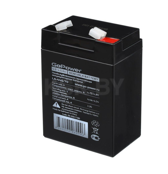 Аккумулятор свинцово-кислотный LA-445/70 4V 4.5Ah клеммы T1/F1 GoPower 00-00017386 (00-00017386) 
