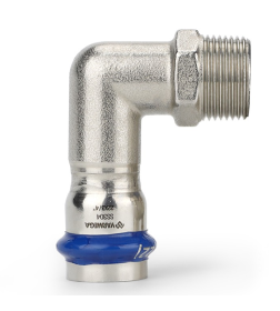 Угольник раструбный Varmega Inox Press с наружной резьбой 22x3/4"