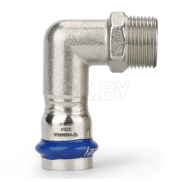 Угольник раструбный Varmega Inox Press с наружной резьбой 22x3/4" (VM715002205) 