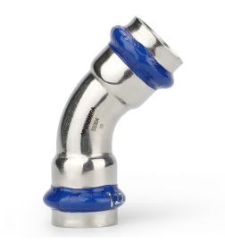 Угольник 45° двухраструбный Varmega Inox Press 22x22