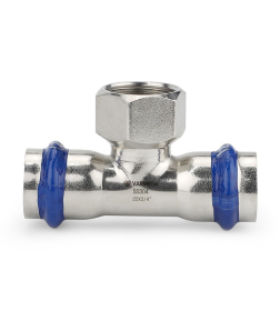 Тройник раструбный Varmega Inox Press с внутренней резьбой 28x1/2"x28