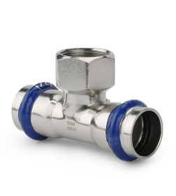 Тройник раструбный Varmega Inox Press с внутренней резьбой 28x1/2"x28