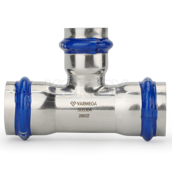 Тройник раструбный Varmega Inox Press переходной 28x15x28 (VM719281528) 