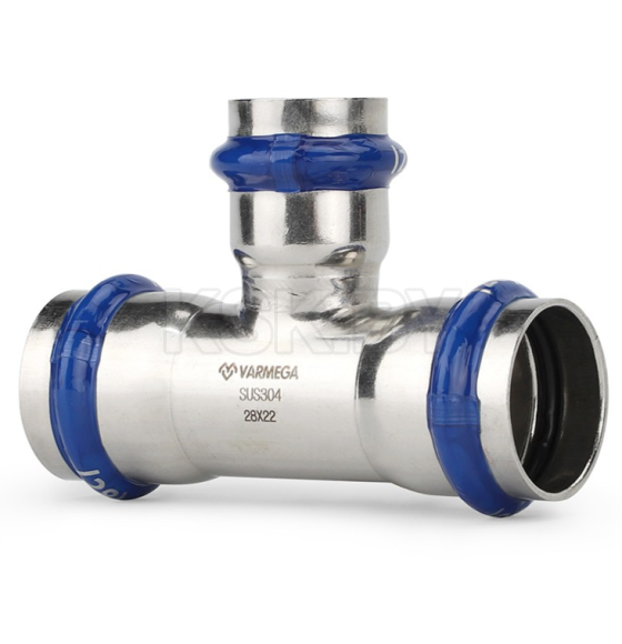 Тройник раструбный Varmega Inox Press переходной 22x15x22 (VM719221522) 