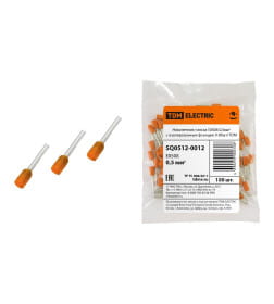 Наконечник-гильза Е0508 0,5 мм2 с изолированным фланцем (100 шт.) TDM SQ0512-0012